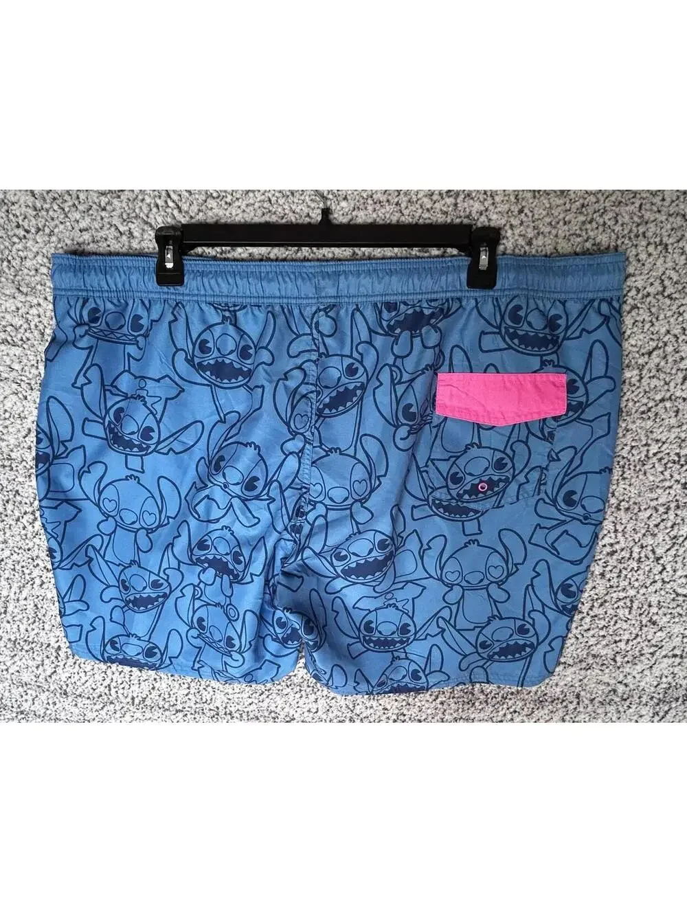 Disney Stitch Shorts Mens XXL Blue All Over Print Swim Trunks NWT